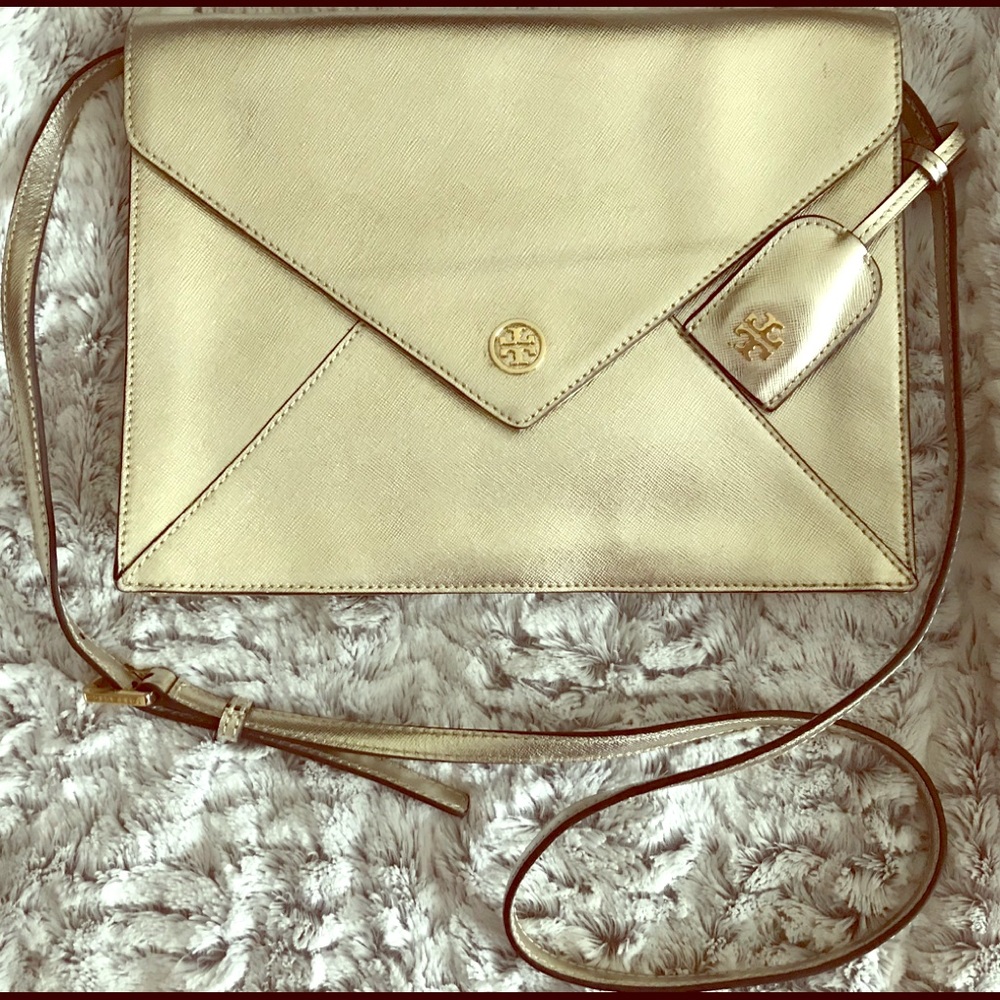 Tory Burch Sample Robinson Lg Gold Envelope Bag